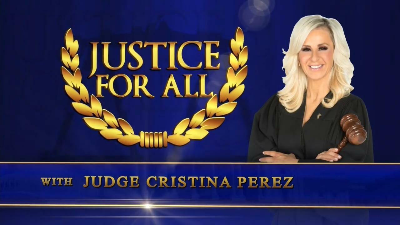 Justice for All with Judge Cristina Perez backdrop