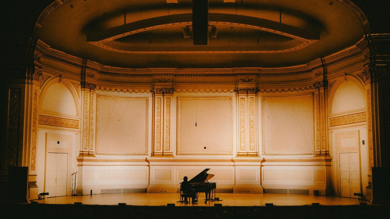 Cameron Winter at Carnegie Hall backdrop