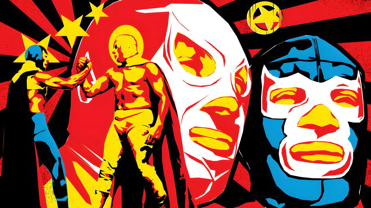 Santo vs. Blue Demon in Atlantis backdrop