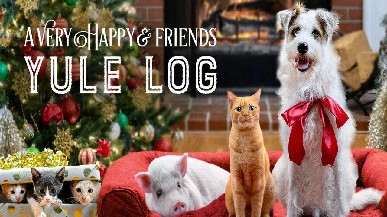 A Very Happy & Friends Yule Log backdrop