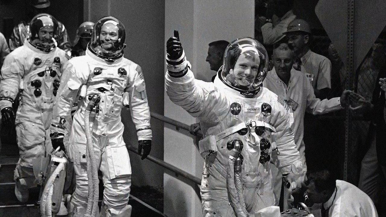 Man on the Moon with Walter Cronkite backdrop