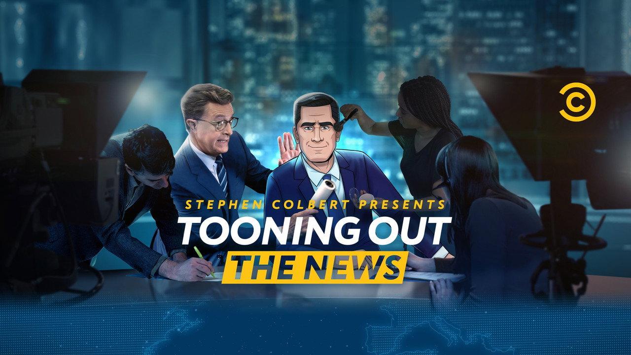 Stephen Colbert Presents Tooning Out the News backdrop