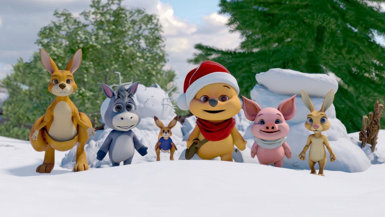 A Winnie-the-Pooh Christmas backdrop