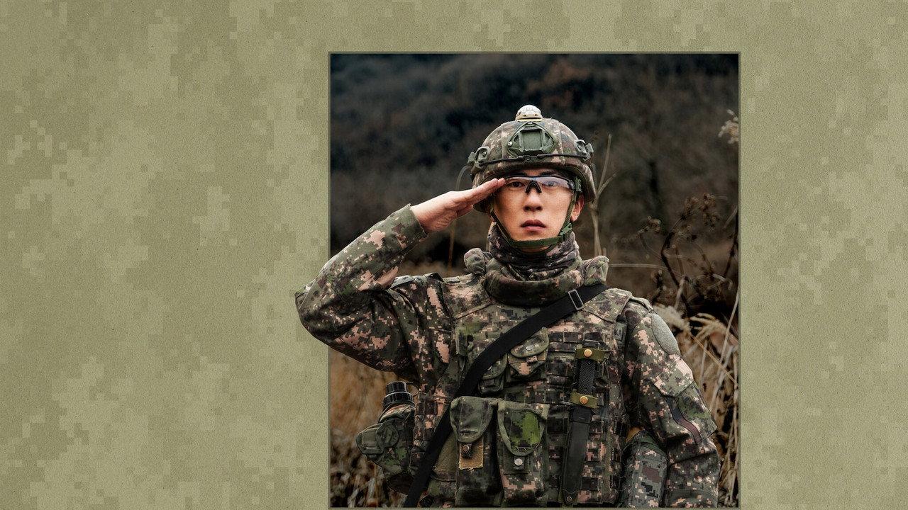 Sergeant Kim at Military backdrop